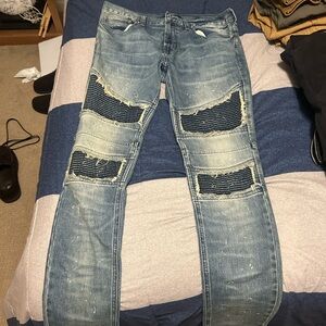 PacSun Jeans Men's 32x34 Stacked Skinny Blue Stretch Denim Pants Y2K Streetwear